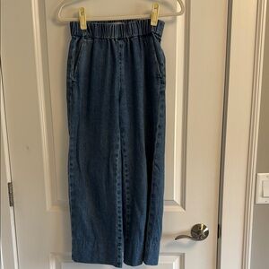 Blue Denim Wide-Leg Pants